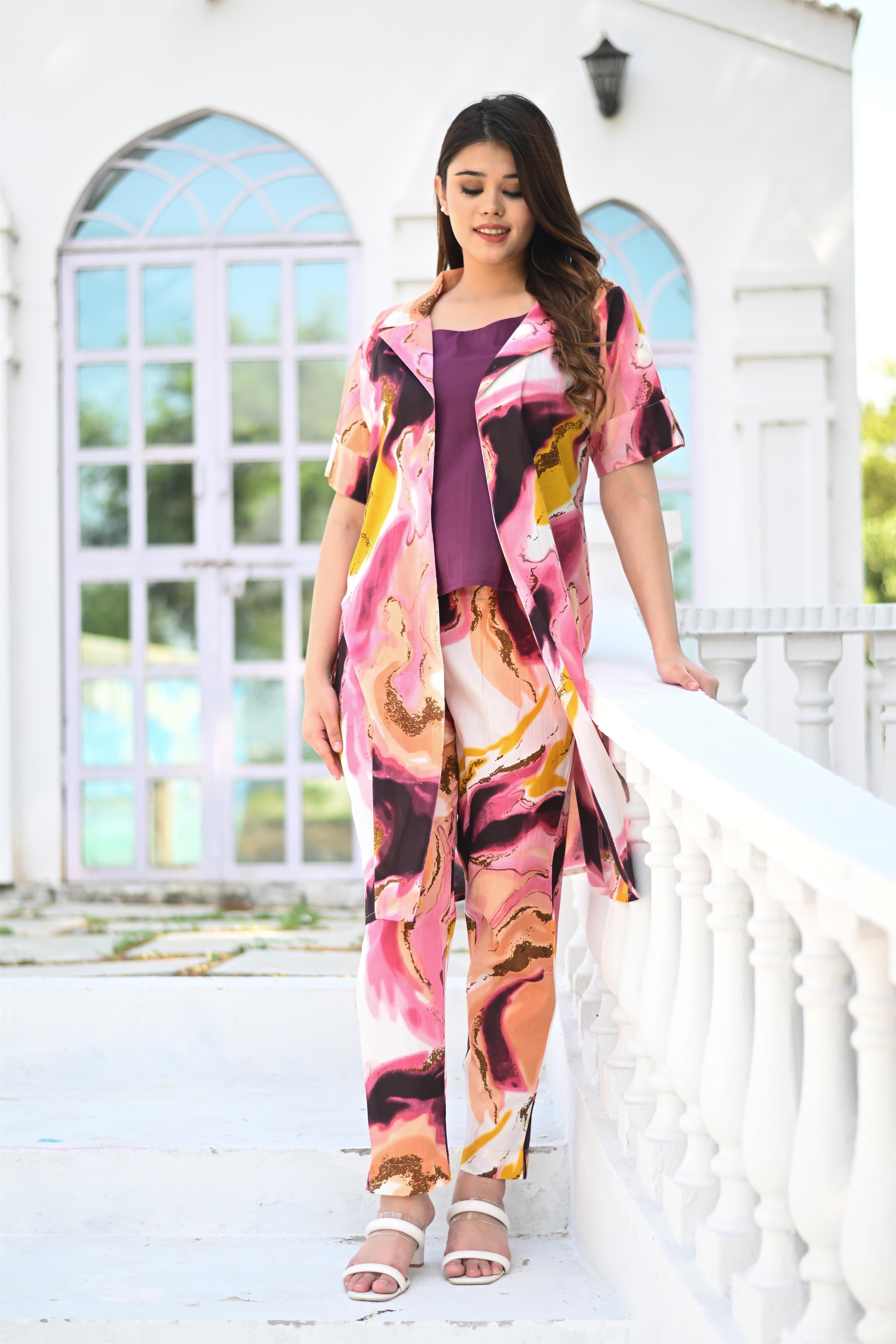 Plus Size Multicolored Three-Piece Co-Ord Set