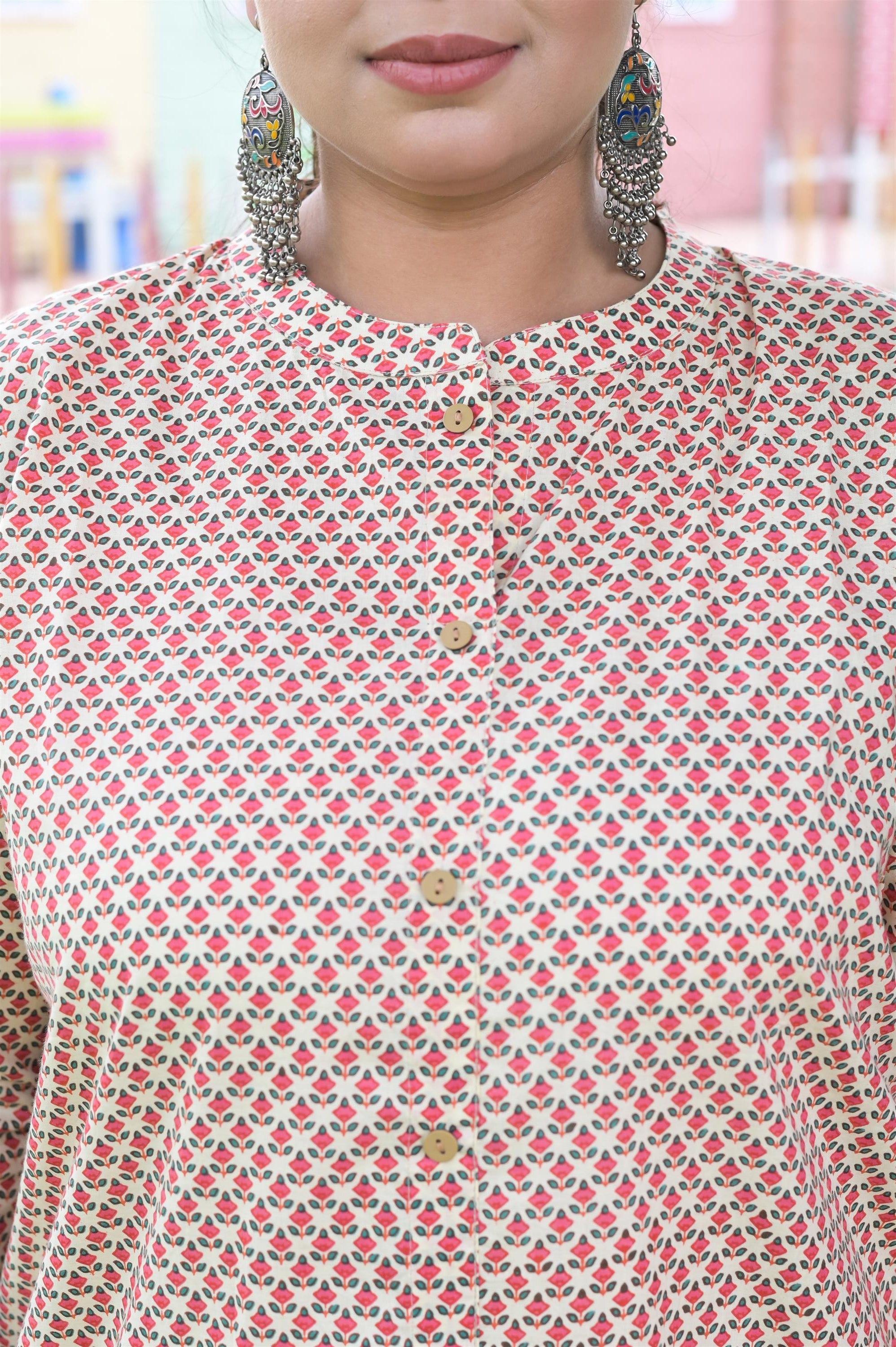 GAJRI PRINTED COTTON STRAIGHT KURTA - Vifa Plus