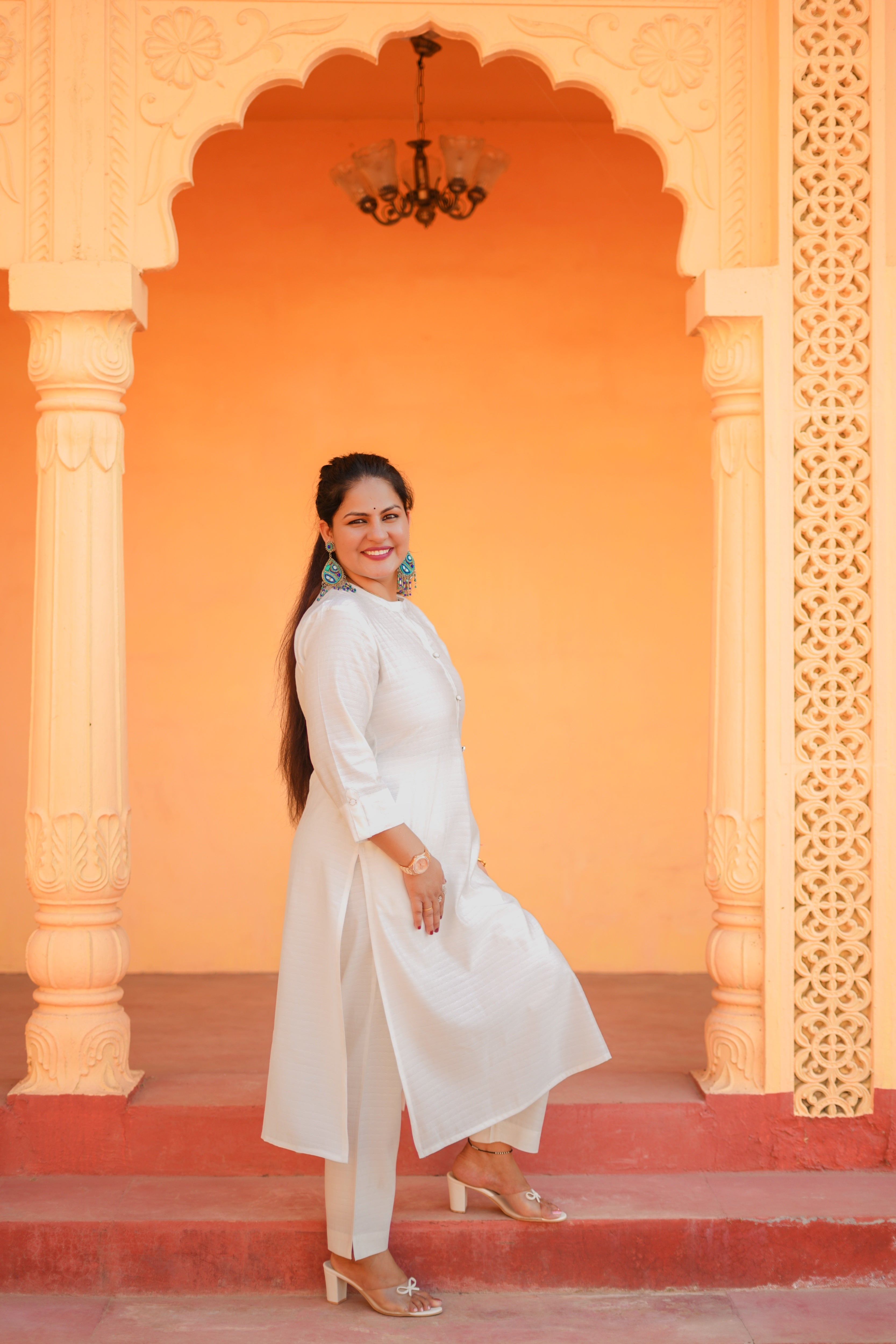 Plus Size Chanderi Silk Straight Kurta-Pant Set