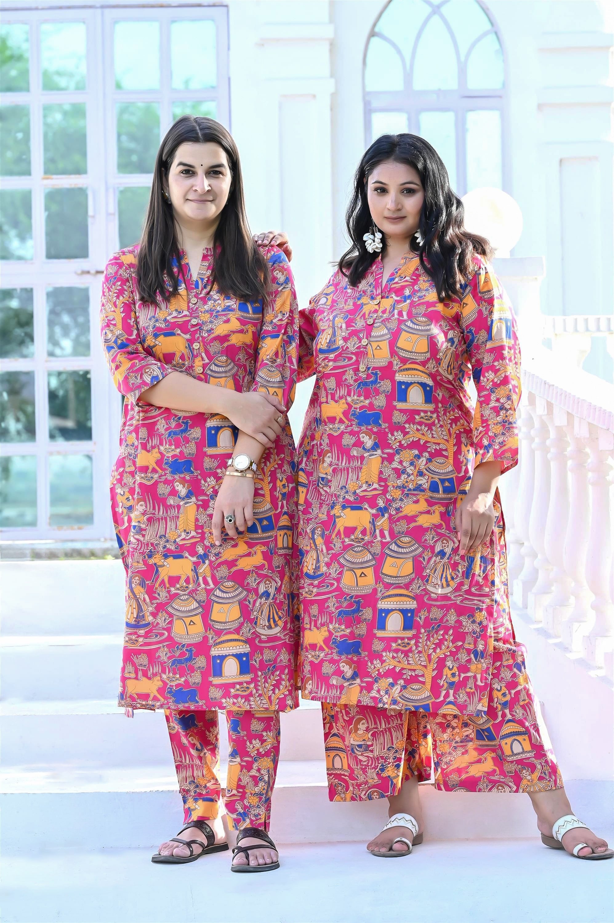 Plus Size Pink Pichwai Art Printed Kurta Pant